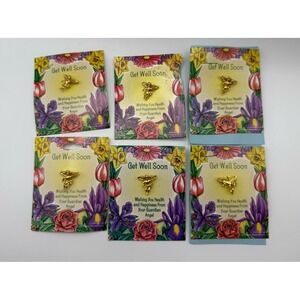 Lot Of 6 Cathedral Art Metal Co "Get Well Soon" Religious Angel Cherub Pins 1997